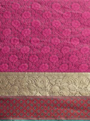 Sangam Prints Pink Handloom Silk Woven Work Traditional Saree 3
