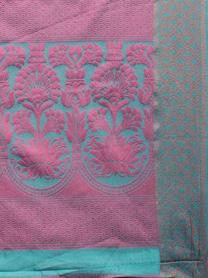 Sangam Prints Pink Handloom Silk Woven Work Traditional Saree 4
