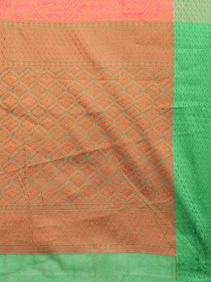 Sangam Prints Orange Handloom Silk Woven Work Traditional Saree 4