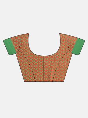 Sangam Prints Orange Handloom Silk Woven Work Traditional Saree 5