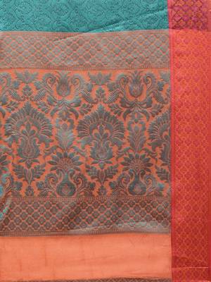 Sangam Prints Rama Green Handloom Silk Woven Work Traditional Saree 4