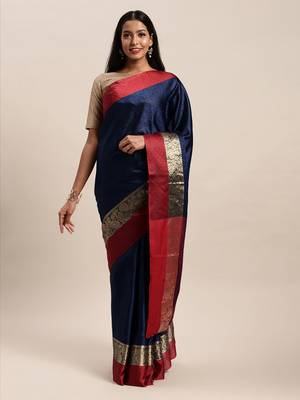 Sangam Prints Blue Handloom Silk Woven Work Traditional Saree 1