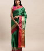 Sangam Prints Green Handloom Silk Woven Work Traditional Saree