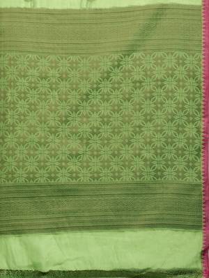 Sangam Prints Light Green Cotton Handloom Zari Work Traditional Saree 4