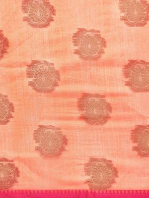 Sangam Prints Peach Cotton Handloom Zari Work Traditional Saree 3