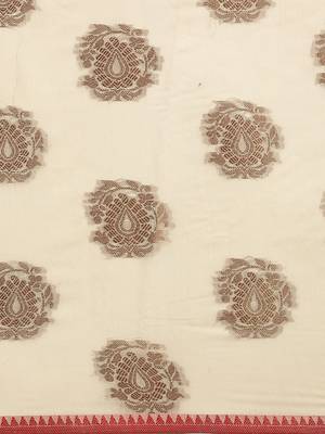 Sangam Prints Beige Cotton Handloom Zari Work Traditional Saree 3