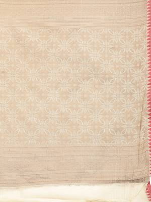 Sangam Prints Beige Cotton Handloom Zari Work Traditional Saree 4