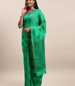 Sangam Prints Green Cotton Handloom Zari Work Traditional Saree