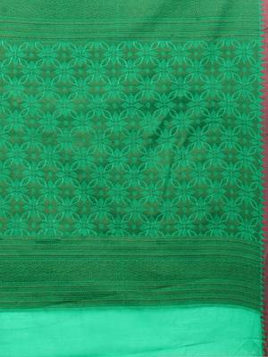 Sangam Prints Green Cotton Handloom Zari Work Traditional Saree 4