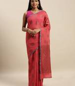 Sangam Prints Red Cotton Handloom Zari Work Traditional Saree