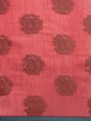 Sangam Prints Red Cotton Handloom Zari Work Traditional Saree 3