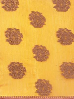 Sangam Prints Mustard Yellow Cotton Handloom Zari Work Traditional Saree 3