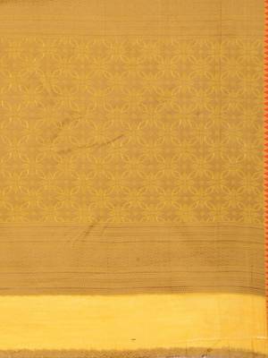 Sangam Prints Mustard Yellow Cotton Handloom Zari Work Traditional Saree 4
