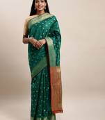 Sangam Prints Green Handloom Silk Jacquard Traditional Saree
