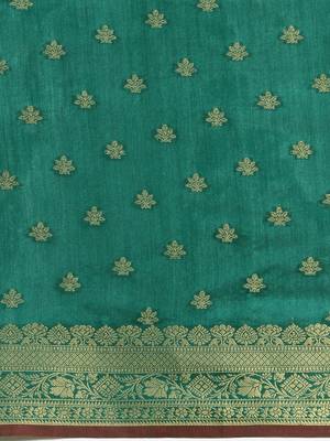 Sangam Prints Green Handloom Silk Jacquard Traditional Saree 3