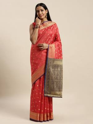 Sangam Prints Pink Handloom Silk Jacquard Traditional Saree 1