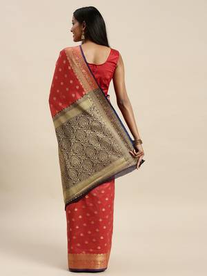 Sangam Prints Pink Handloom Silk Jacquard Traditional Saree 2