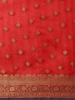 Sangam Prints Red Handloom Silk Jacquard Traditional Saree 3