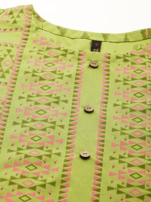 Green printed rayon kurtas-and-kurtis 4