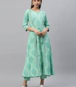Blue printed rayon kurtas-and-kurtis
