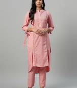 Pink printed rayon kurtas-and-kurtis