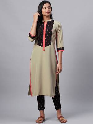 Grey printed crepe kurtas-and-kurtis 1