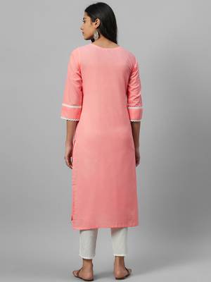 Peach printed cotton kurtas-and-kurtis 3
