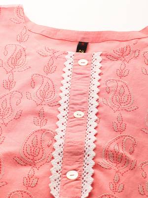Peach printed cotton kurtas-and-kurtis 4