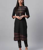 Black printed crepe kurtas-and-kurtis