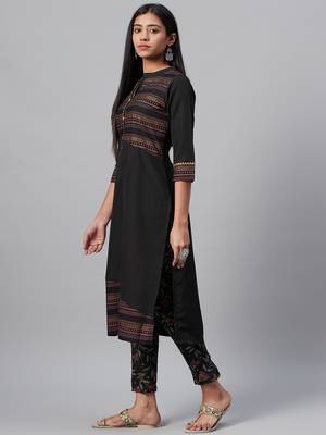 Black printed crepe kurtas-and-kurtis 2