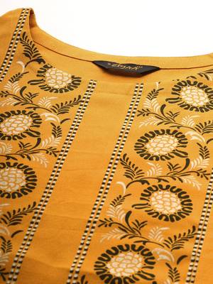 Mustard printed rayon kurtas-and-kurtis 4