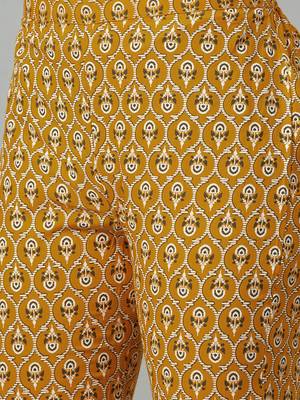 Mustard printed rayon kurtas-and-kurtis 5