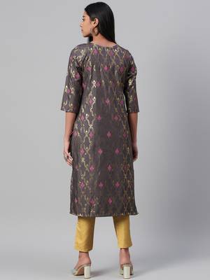 Grey printed art silk kurtas-and-kurtis 3