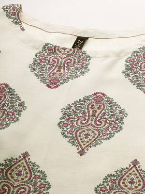 Cream printed art silk kurtas-and-kurtis 4