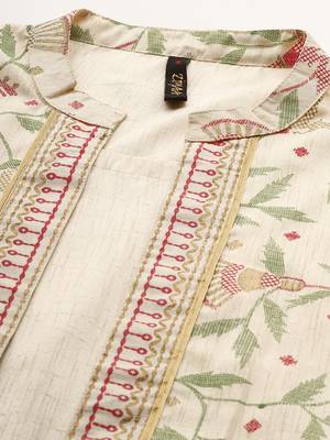 Cream printed art silk kurtas-and-kurtis 4