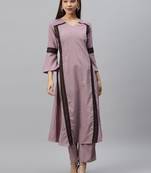 Purple printed crepe kurtas-and-kurtis