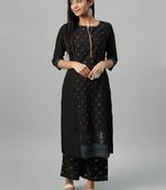 Black printed crepe kurtas-and-kurtis