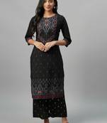 Black printed crepe kurtas-and-kurtis
