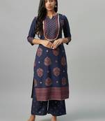 Navy-blue printed crepe kurtas-and-kurtis