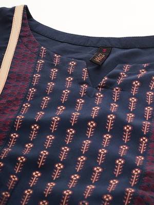 Navy-blue printed crepe kurtas-and-kurtis 4