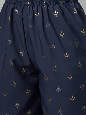 Navy-blue printed crepe kurtas-and-kurtis 5