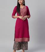 Pink printed art silk kurtas-and-kurtis