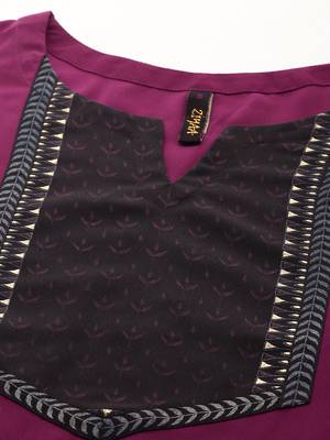 Pink printed crepe kurtas-and-kurtis 4