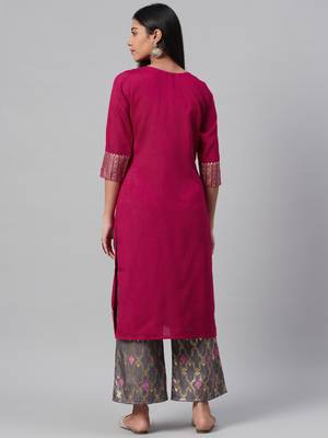 Pink printed art silk kurtas-and-kurtis 3