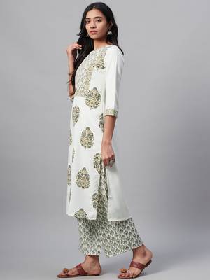 Off-white printed rayon kurtas-and-kurtis 2