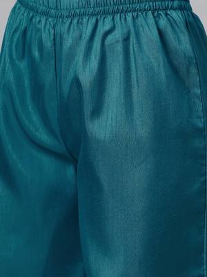 Teal printed art silk kurtas-and-kurtis 5