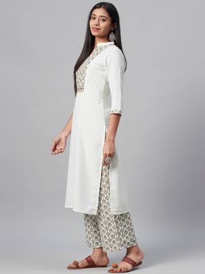 Off-white printed rayon kurtas-and-kurtis 2