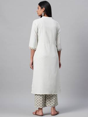 Off-white printed rayon kurtas-and-kurtis 3