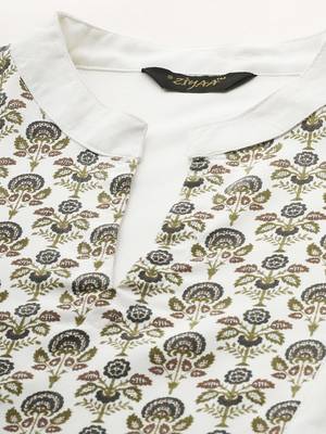 Off-white printed rayon kurtas-and-kurtis 4