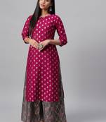 Pink printed art silk kurtas-and-kurtis
